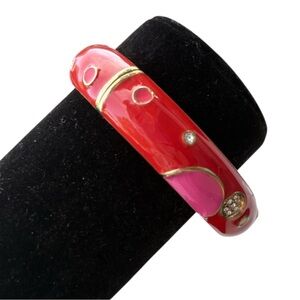 Sequin by Nordstrom Elegant Red & Gold Open Cuff Hinge Bangle Bracelet